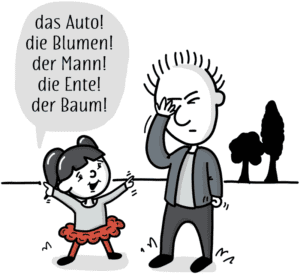 child listing nouns in German