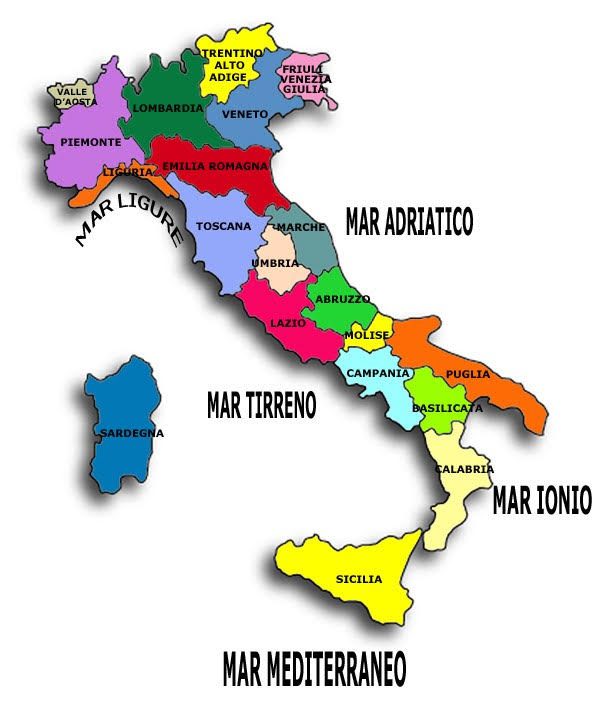 Colorful map of Italy