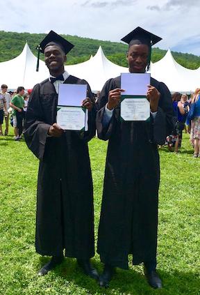Two former intensive English students graduating from Greenfield Community College.