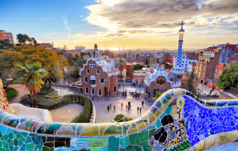 The park guell in barcelona, spain