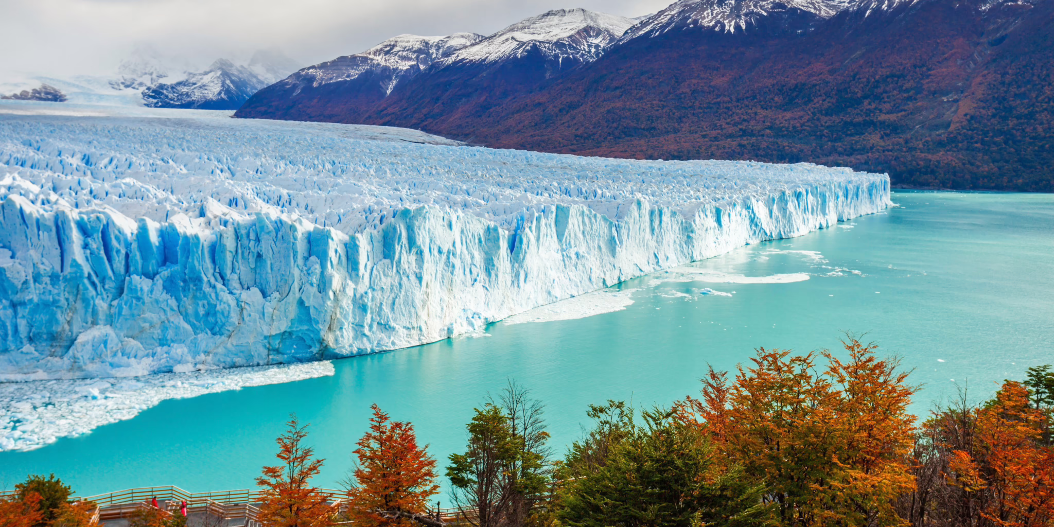 A glacier and mountains.