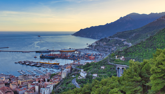 The Porto di Salerno along the coast of the Tyrrhenian Sea.