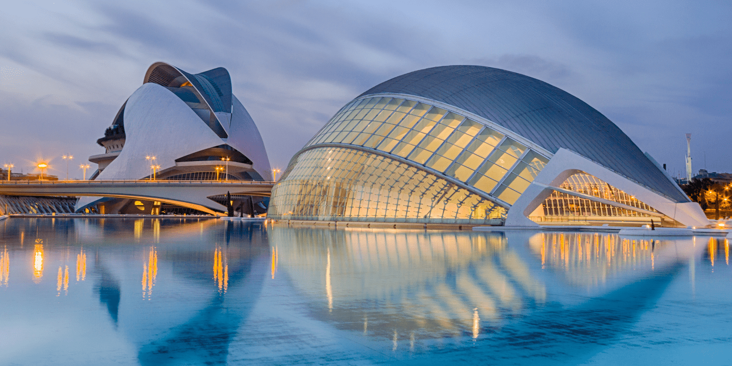The cultural and architectural complex of The City of Arts and Sciences in Valencia, Spain.