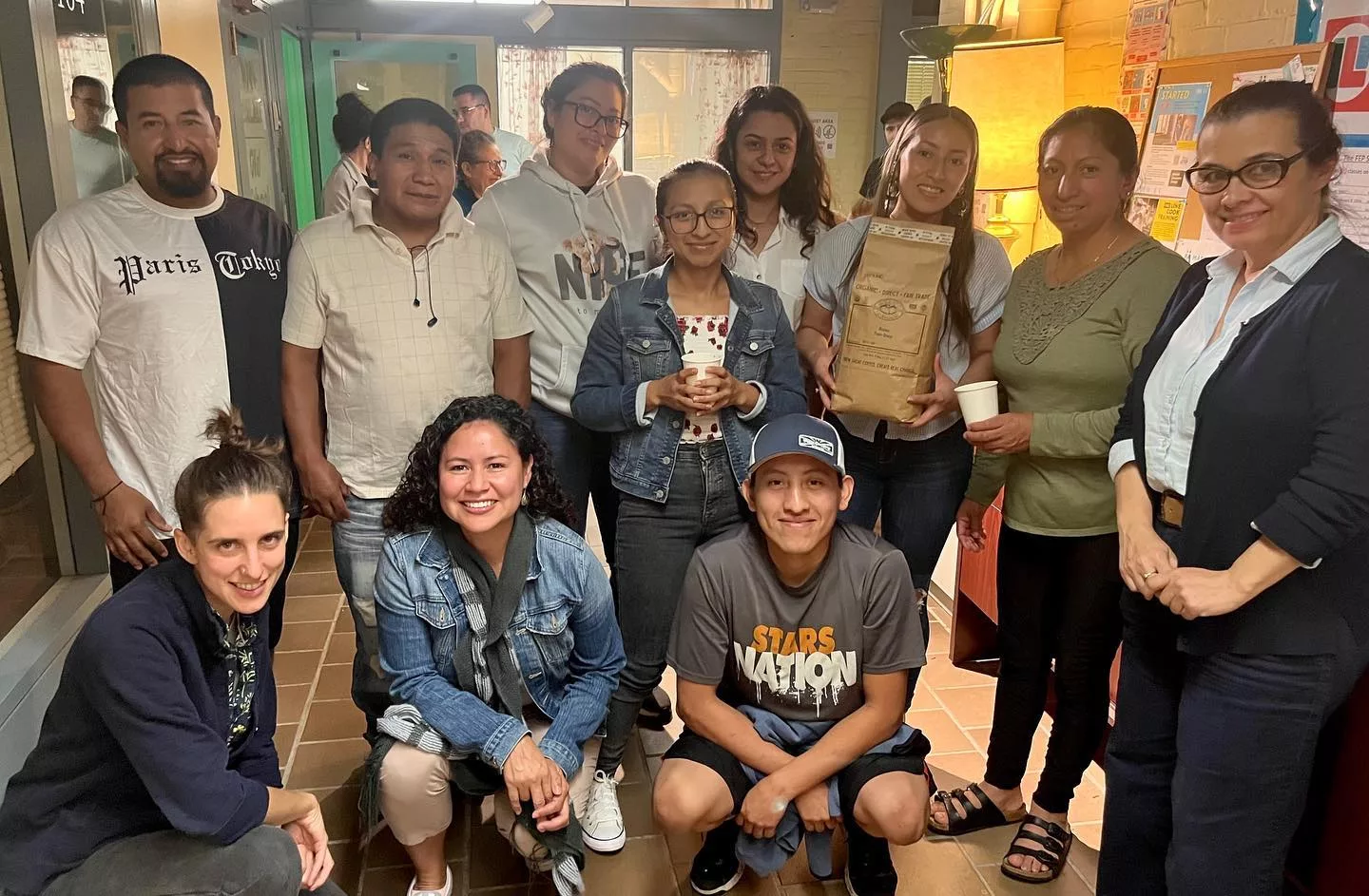 Students and staff enjoying Dean's Beans coffee during their break.