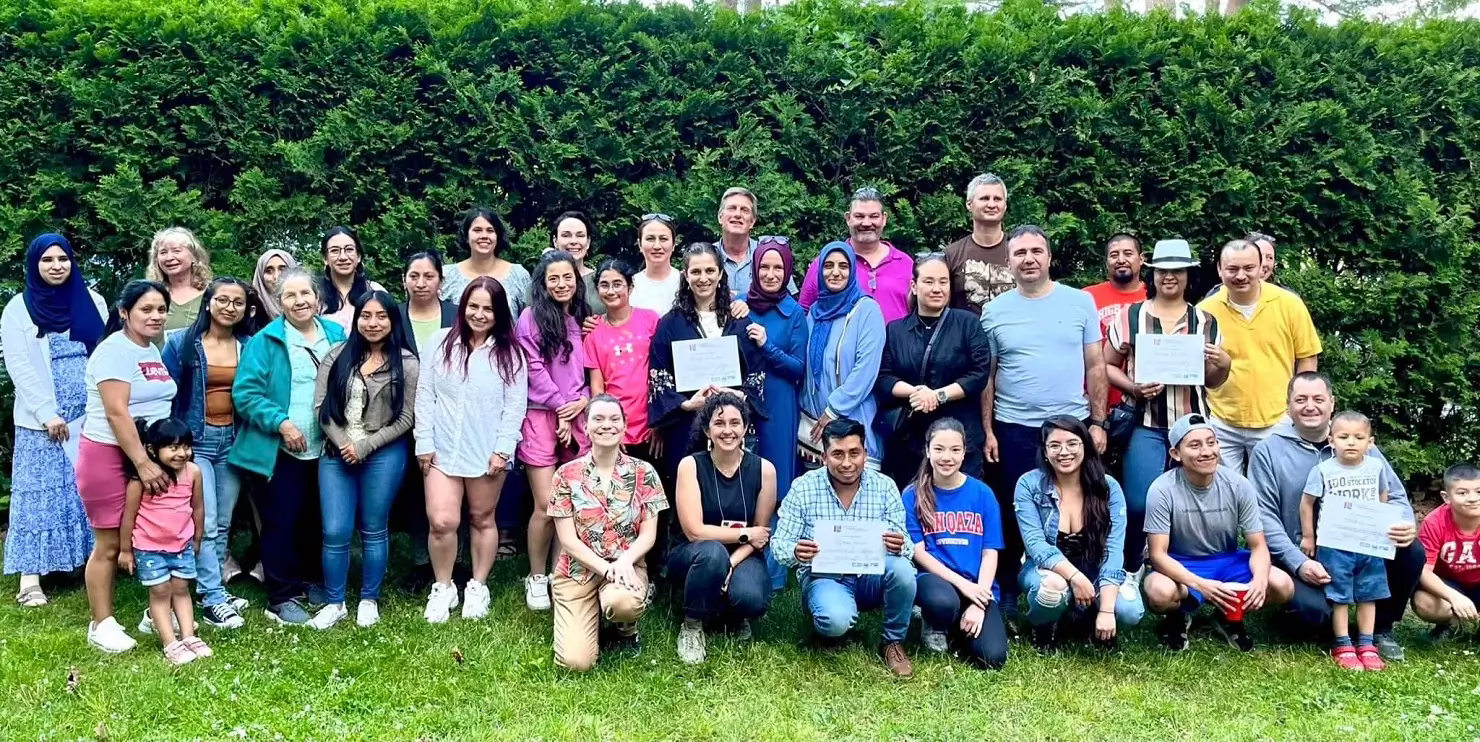 A large group of students posing for a picture.