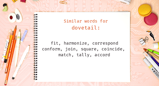 A page with similar words to describe what dovetail means.